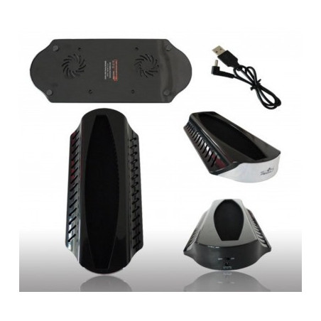Soporte Vertical  negro y Ventilador para PS3 Slim