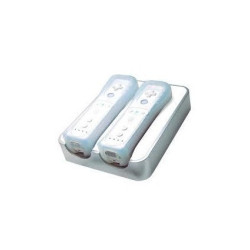 Cargador por induccion + 2 baterias Wii blanco