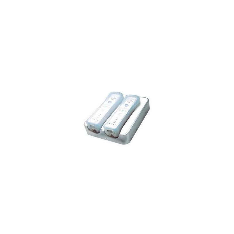Cargador por induccion + 2 baterias Wii blanco