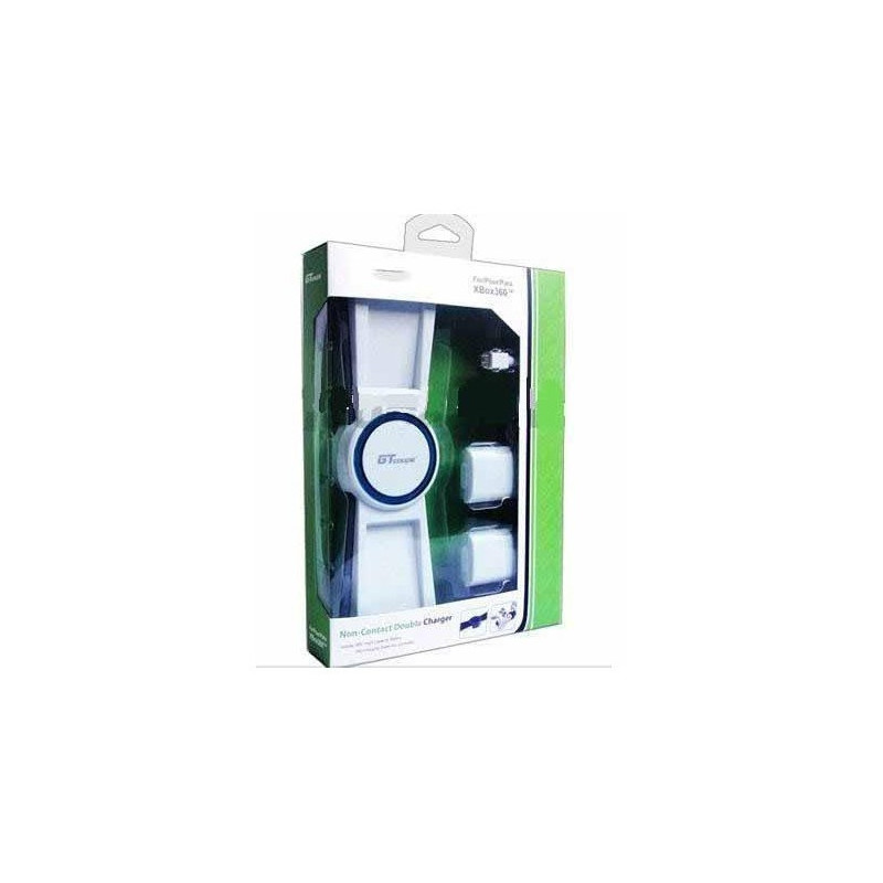 Cargador doble por induccion + 2 baterias Xbox 360 blanco