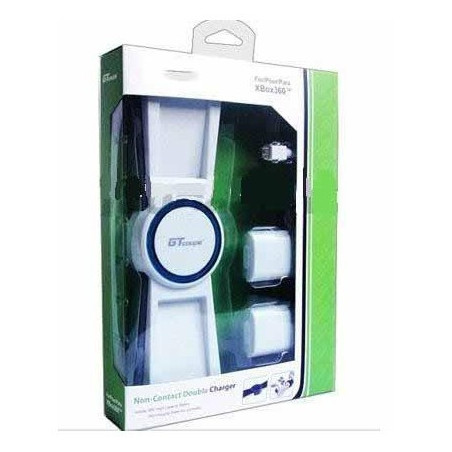 Cargador doble por induccion + 2 baterias Xbox 360 blanco