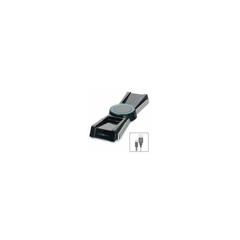 Cargador doble por induccion + 2 baterias Xbox 360 negro