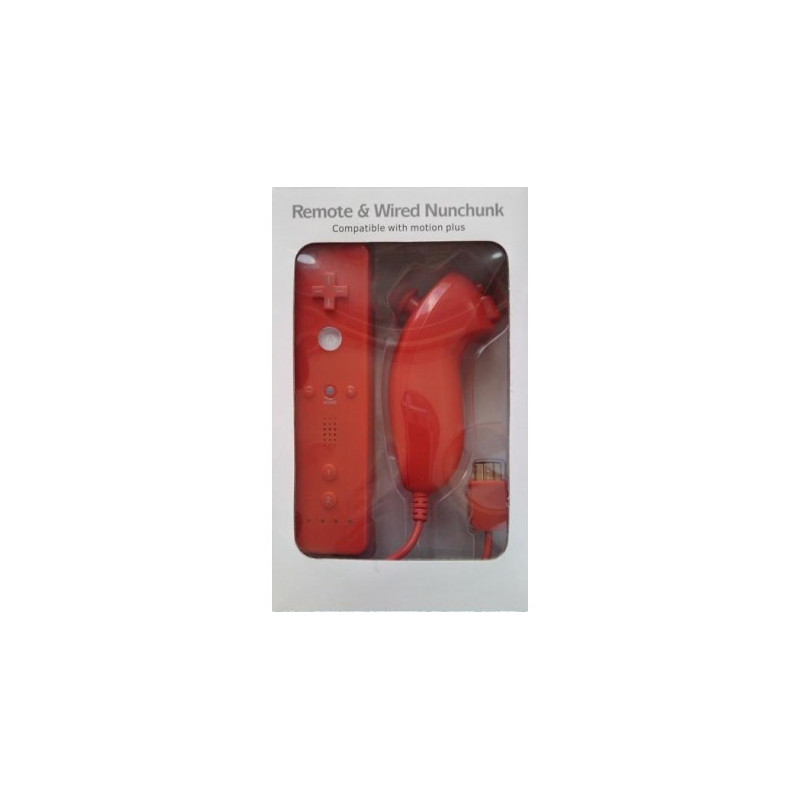 Conjunto Wiimote + Nunchuck compatibles rojos
