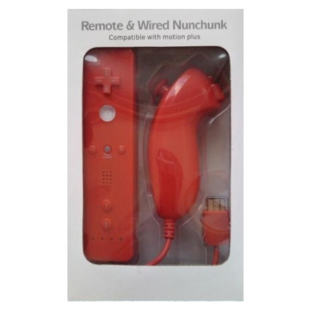 Conjunto Wiimote + Nunchuck compatibles rojos