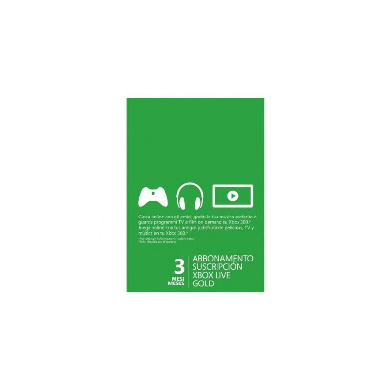 Tarjeta prepago Xbox Live Gold 3 meses