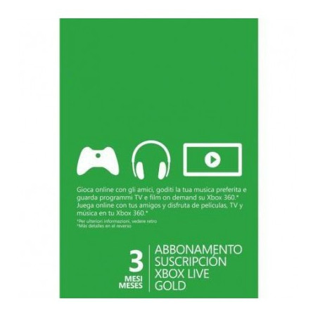 Tarjeta prepago Xbox Live Gold 3 meses