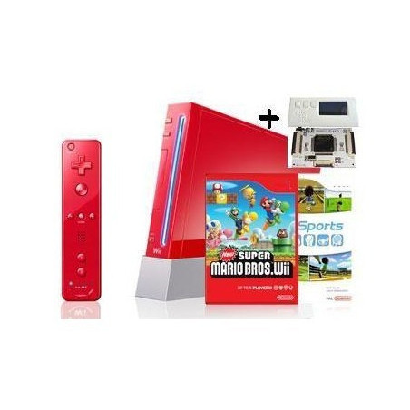 WII ROJA EDICION ESPECIAL SUPER MARIO+FLATMII FUSION
