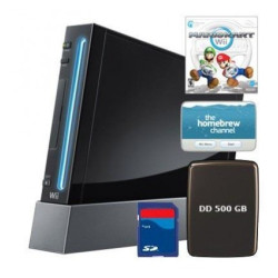 Wii Negra + Mario Kart + Homebrew + Disco Duro 500GB +SD 2GB